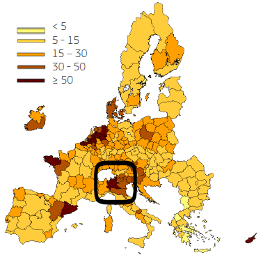 Ammonia emissions in 2035 (kg NH3/ha)