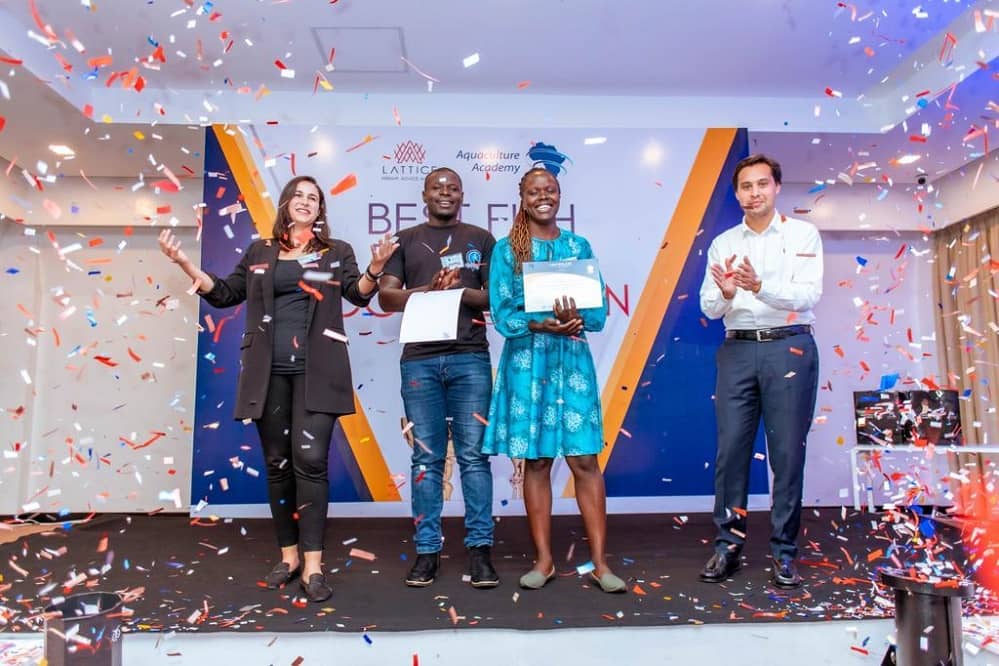 From left to right: Racha Saksouk (Lattice Aqua), Ronald (a colleague of Vincent Oduor), Swabrine Alouch, Bart Pauwels (Embassy of the Kingdom of the Netherlands).