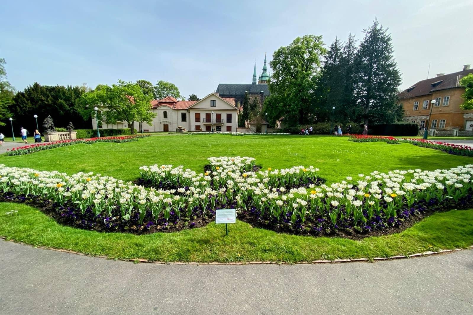 garden of the Prague Castle with tulip perk
