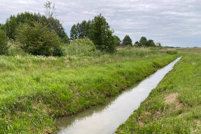 small water retention fields with a dike