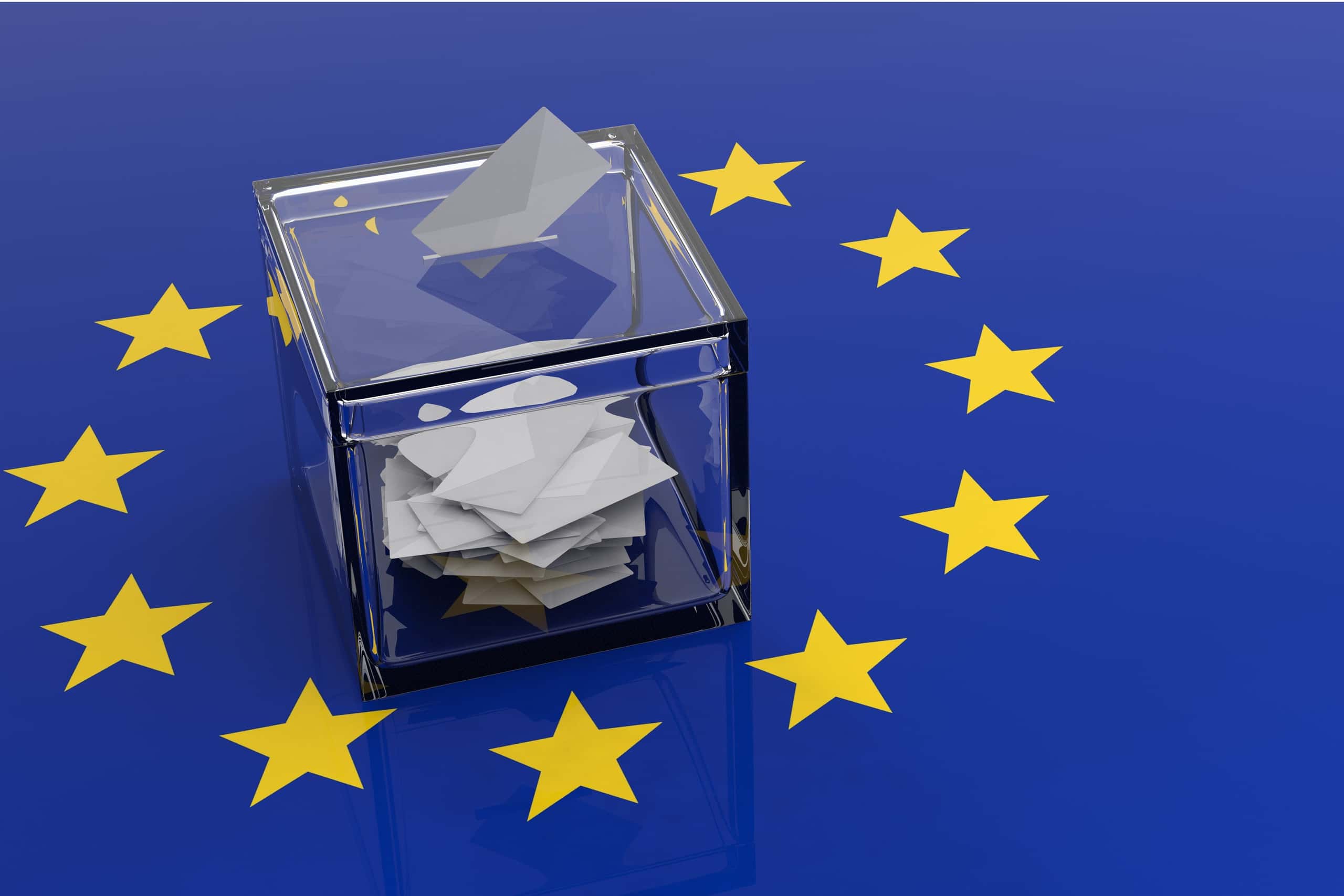 EU flad with voters box