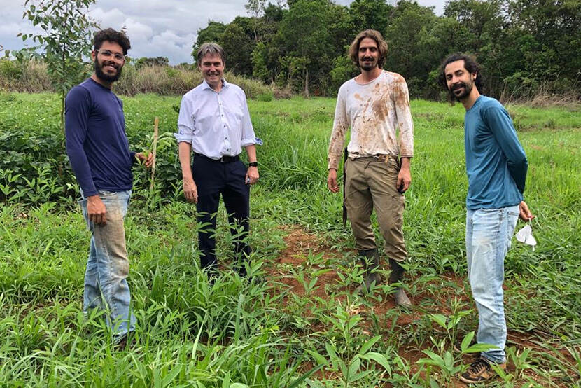 Bezoek agroforestry experiment van de universiteit in Brasilia