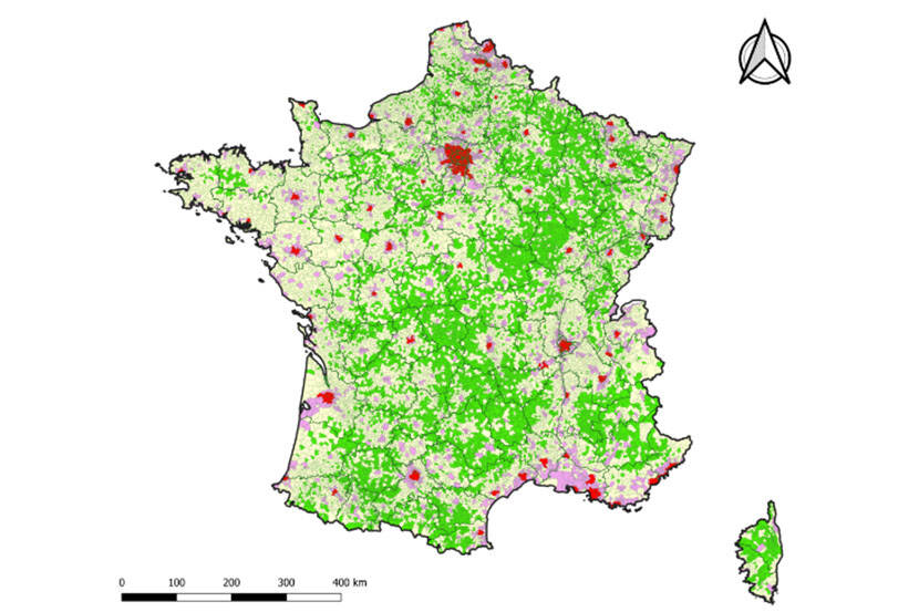 Bevolkingsdichtheid in Frankrijk