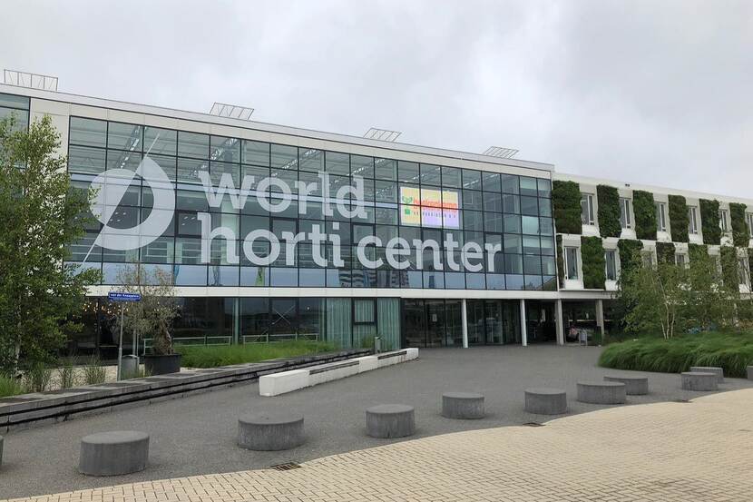 A view of the main building of the World Horti Center