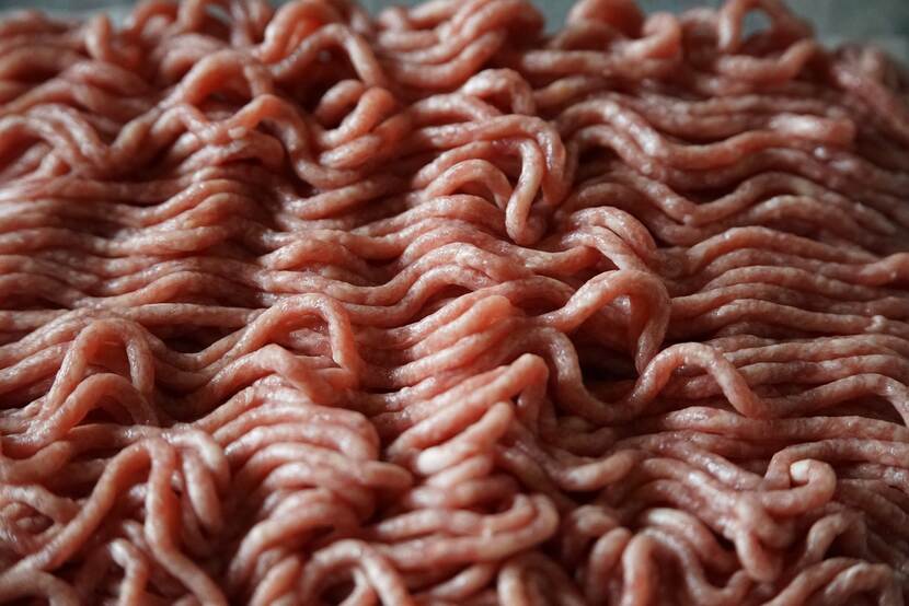 Close-up picture of ground meat.