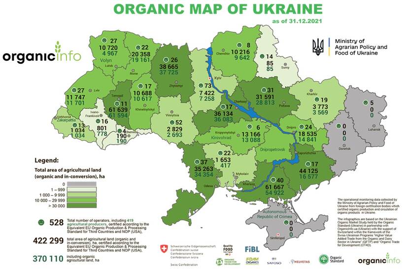 Organic map of Ukraine