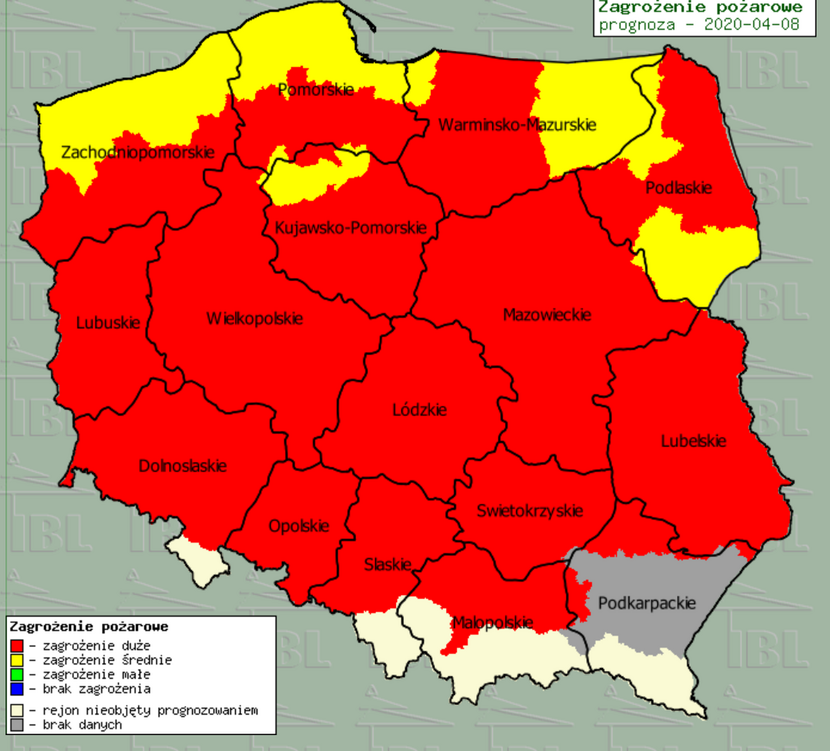 Fire threats in Poland in April 2020