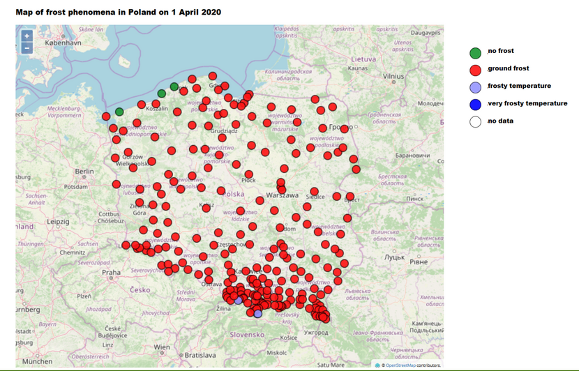 frost in Poland in April 2020