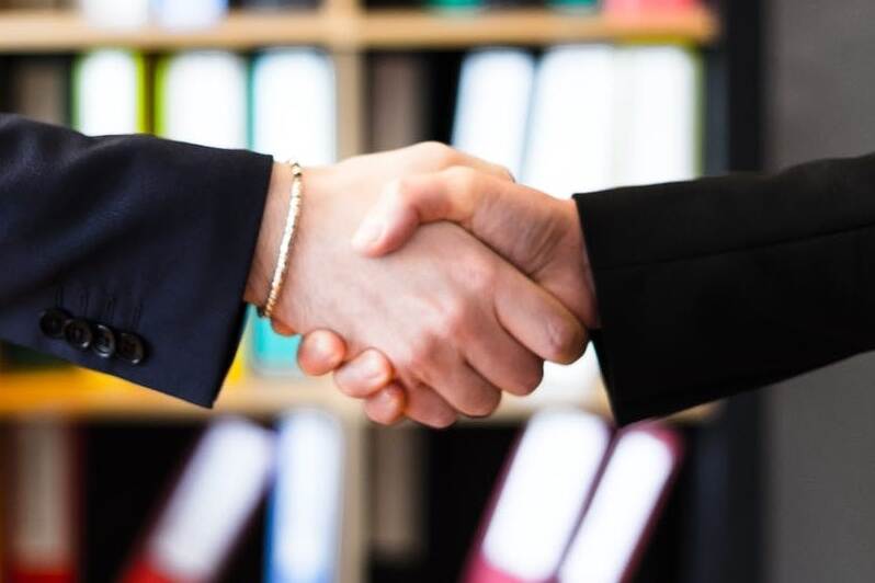 handshake in an office