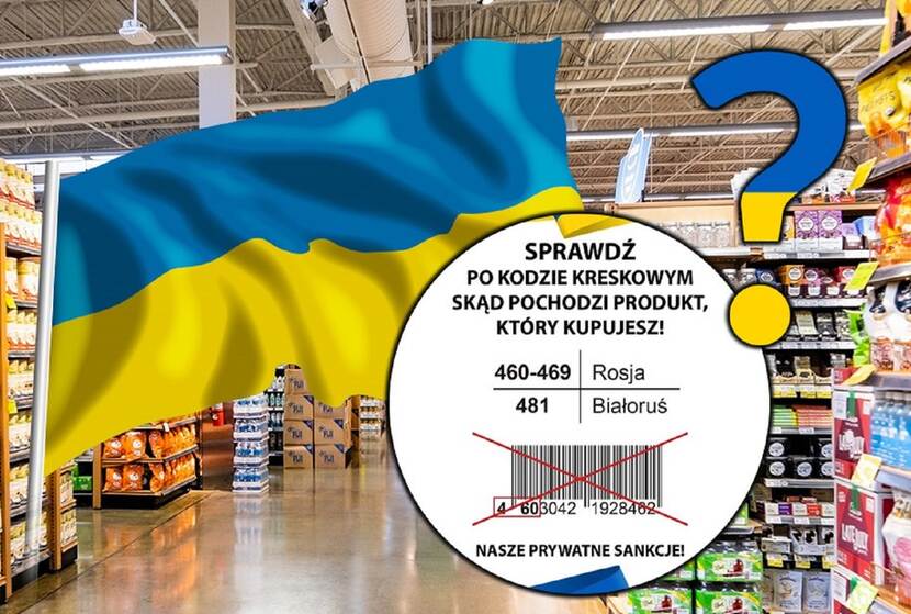 Ukrainian flag and ban on Russian goods