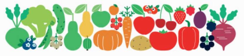 grafisch ontwerp van groente en fruit in meerdere kleuren