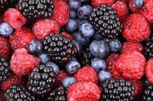 diverse berries closeup