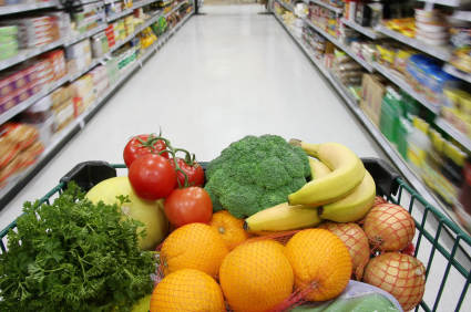 fruits in shopping cart