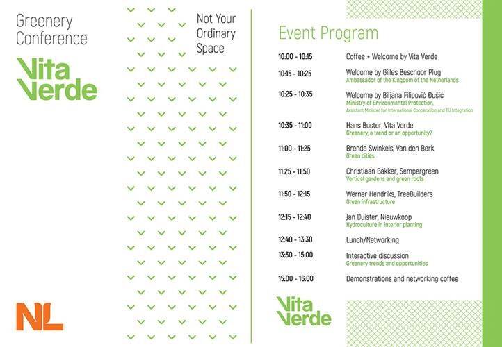 An agenda of the schedule of the urban greening conference.