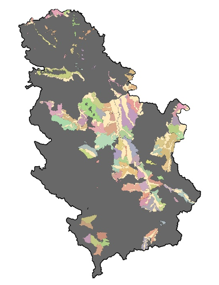 A map of Srbian wine regions