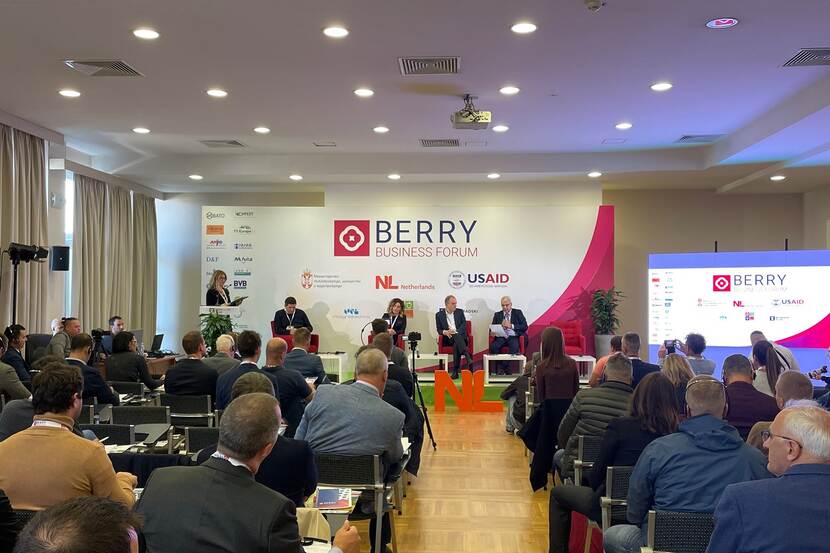 People talking in a panel at the Berry Business Forum conference