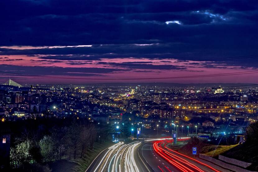 View of the evening Belgrade cityscape
