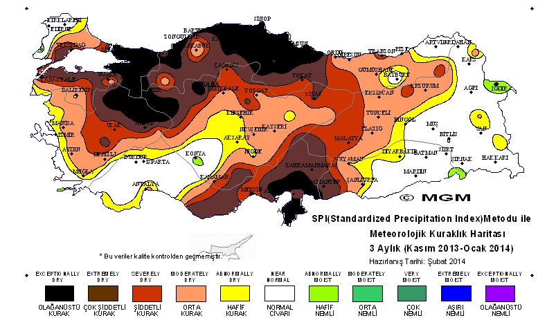 Standarized Precipitation Index in Turkey