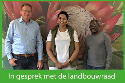 Landbouwteam v.l.n.r. Niek Bosmans (landbouwraad), Penathia Swartz (managementondersteuner), Bernard Likalimba (landbouwadviseur)