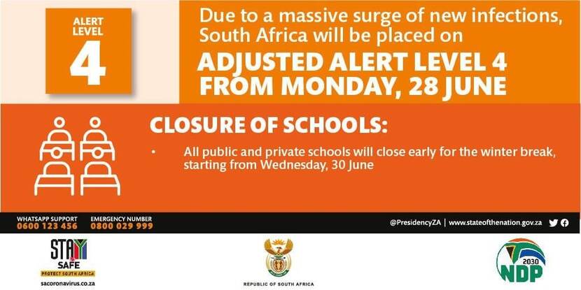 Schools - Adapted Alert Level 4 - 28 June 2021