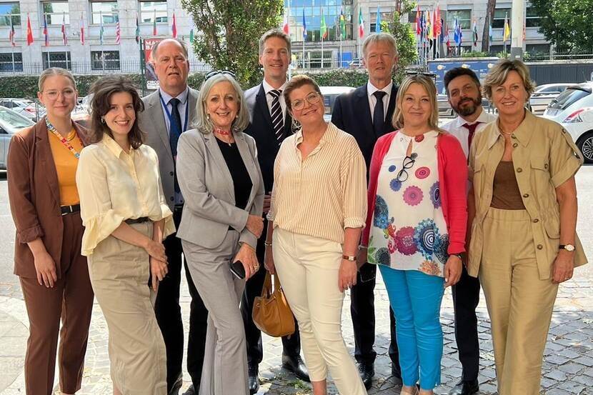 Minister for Nature and Nitrogen Policy Christianne van der Wal with the Permanent Representation of the Netherlands team in Rome